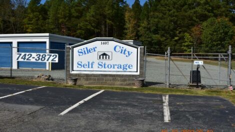 Sign at the entrance of Siler City Self Storage in Siler City, NC.
