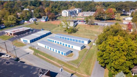 Aerial view of Siler City Self Storage - W Second in Siler City, NC.
