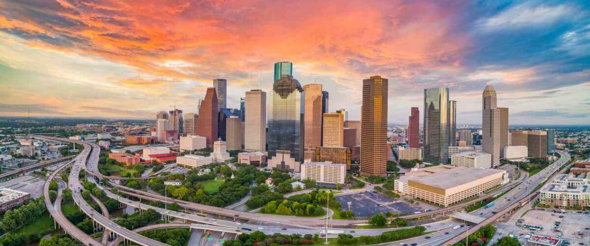 Aerial view of Houston, TX.