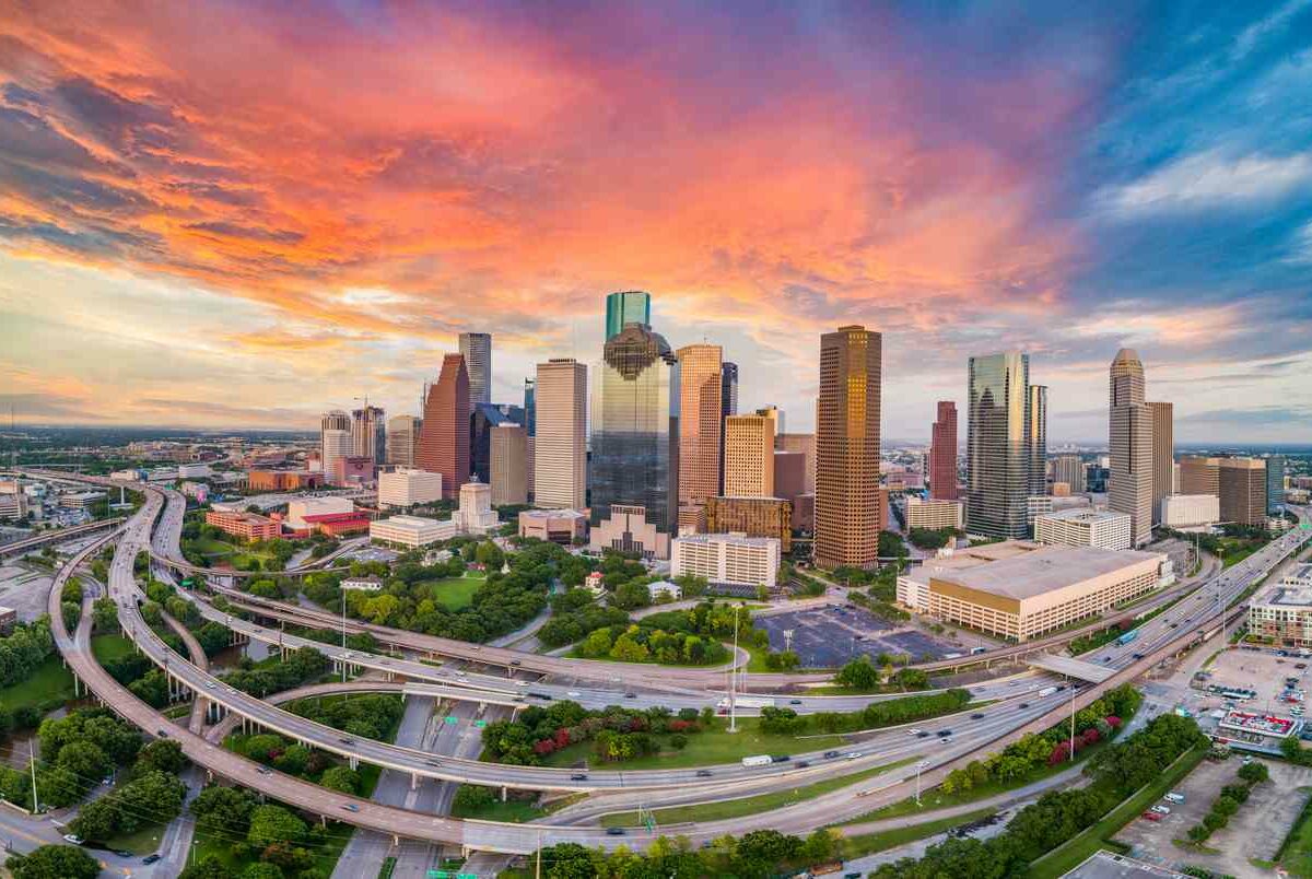 Aerial view of Houston, TX.
