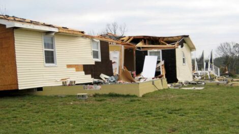 Home destroyed by a tornado.