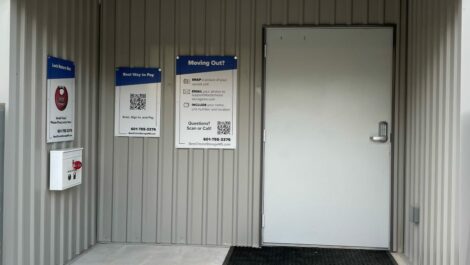 View of door at Best Choice Storage facility.