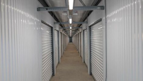View of indoor storage units at Safe and Easy Self Storage facility.