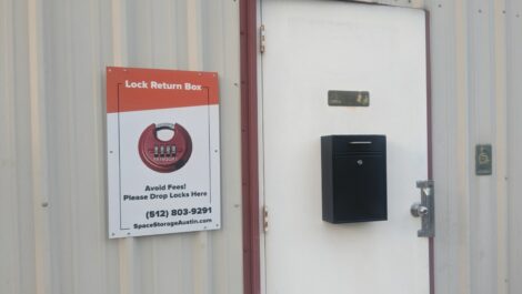 Space Storage facility outdoor lock return box.