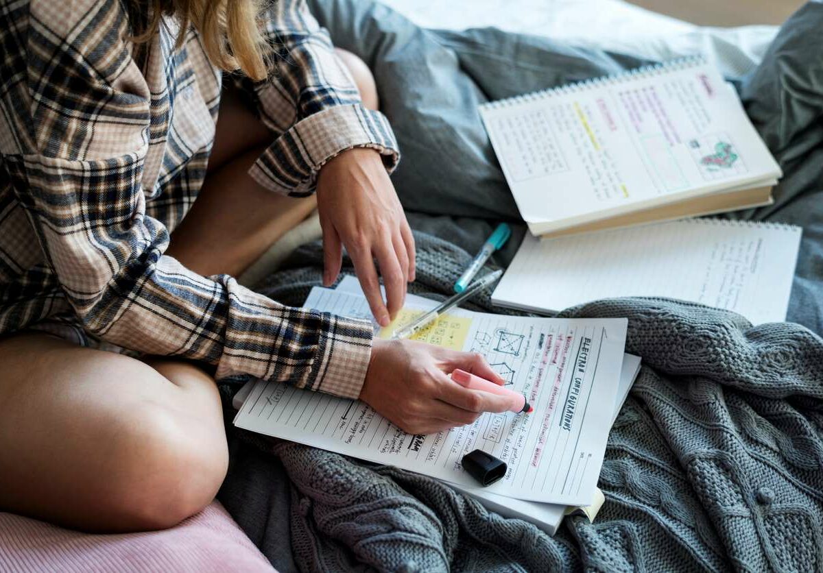 Student studying for an exam.