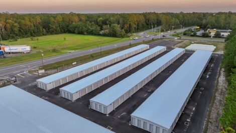 Aerial side view of All-In Storage.