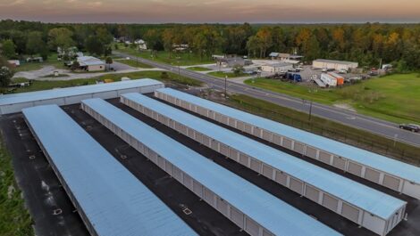 Aerial view of backside of All-In Storage.