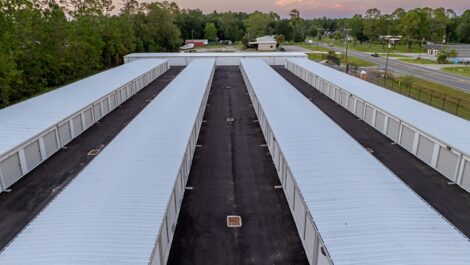 Outdoor storage units aerial view.