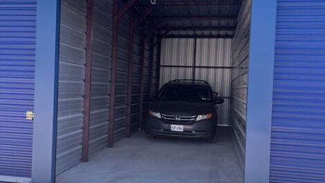 View of van parked in vehicle storage unit at The Compound Self Storage.