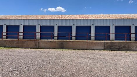 Exterior of outdoor storage units at The Compound Self Storage.