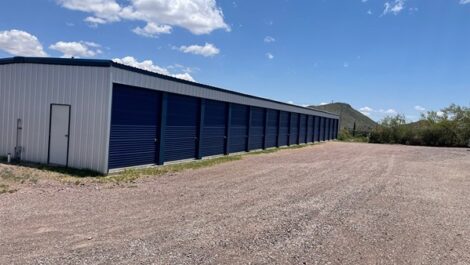 "Exterior of outdoor storage units at The Compound Self Storage.