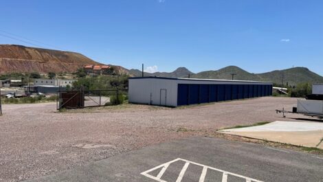 View of exterior of outdoor storage units at The Compound Self Storage.