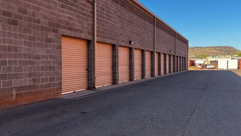 Exterior view of storage facility with attached storage units.