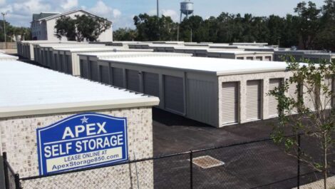 Ariel view of Apex Self Storage outdoor storage units.