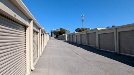 Outdoor storage units with drive up access.